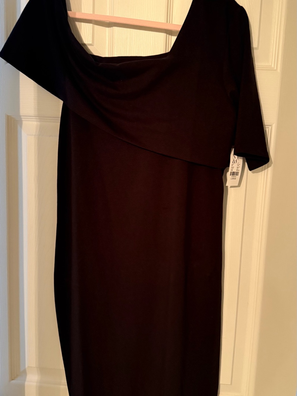 New York & Company Black One-Shoulder Midi Dress